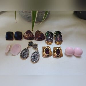 Vintage Large Chunky Earrings Lot Bundle